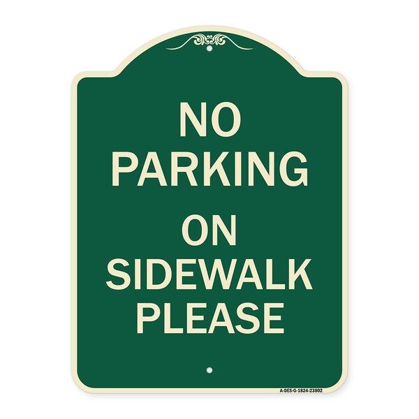 Signmission No Parking on Sidewalk Please Heavy-Gauge Aluminum Architectural Sign, 24" x 18", G-1824-23802 A-DES-G-1824-23802 - main